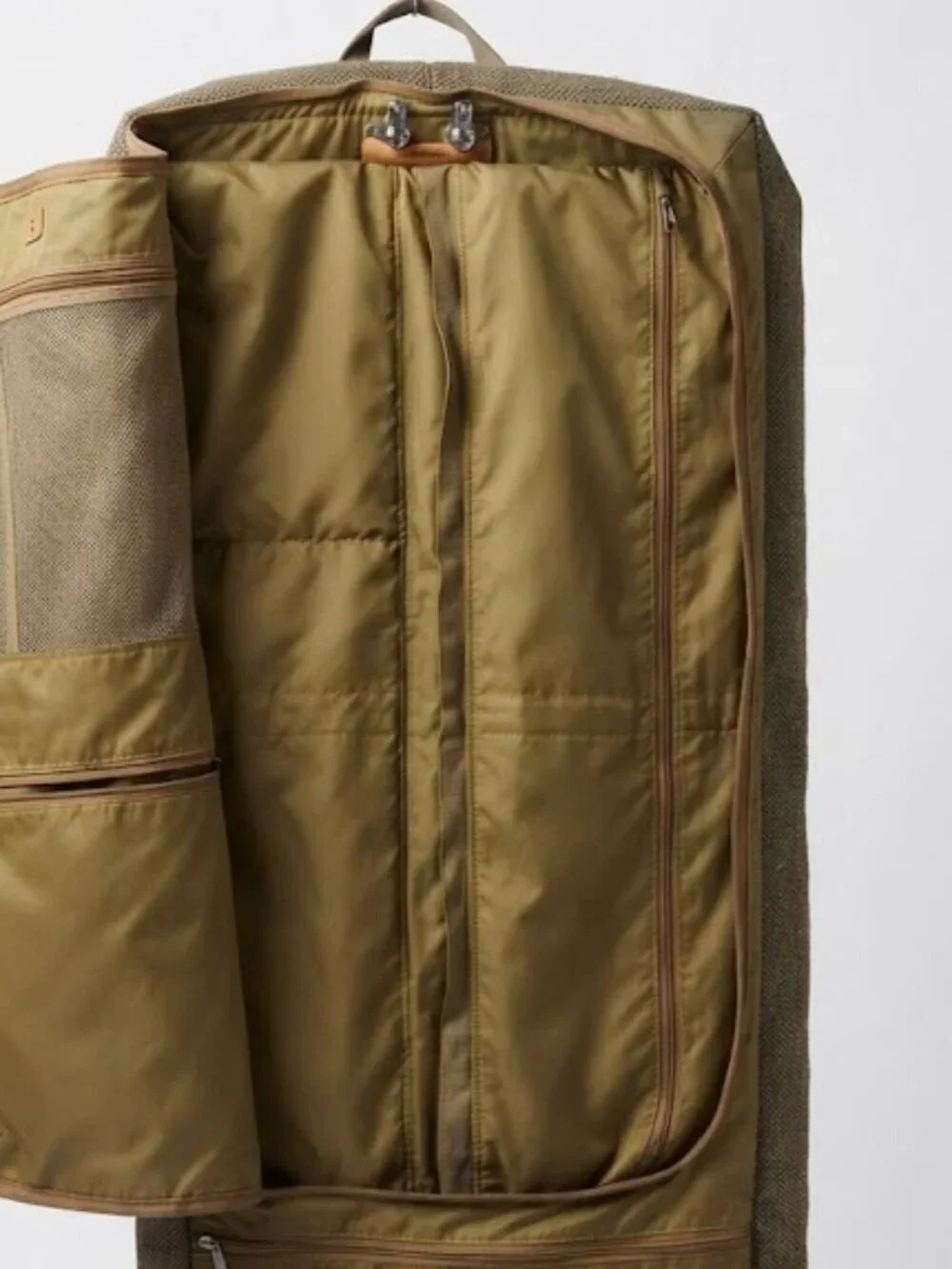 Hartmann Vintage 80s Brown Tweed & Leather Garment Bag Travel Luggage